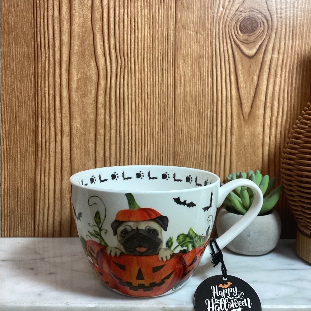 White and Orange Pumpkin Mug for Dining